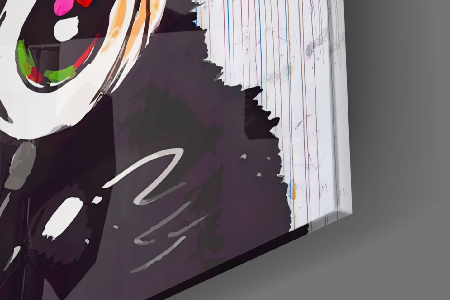 Ape With Headphones Glass Wall Art