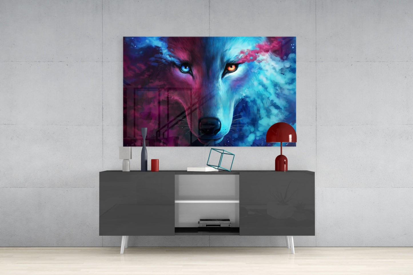 Spirit Wolf Cosmic Glass Wall Art