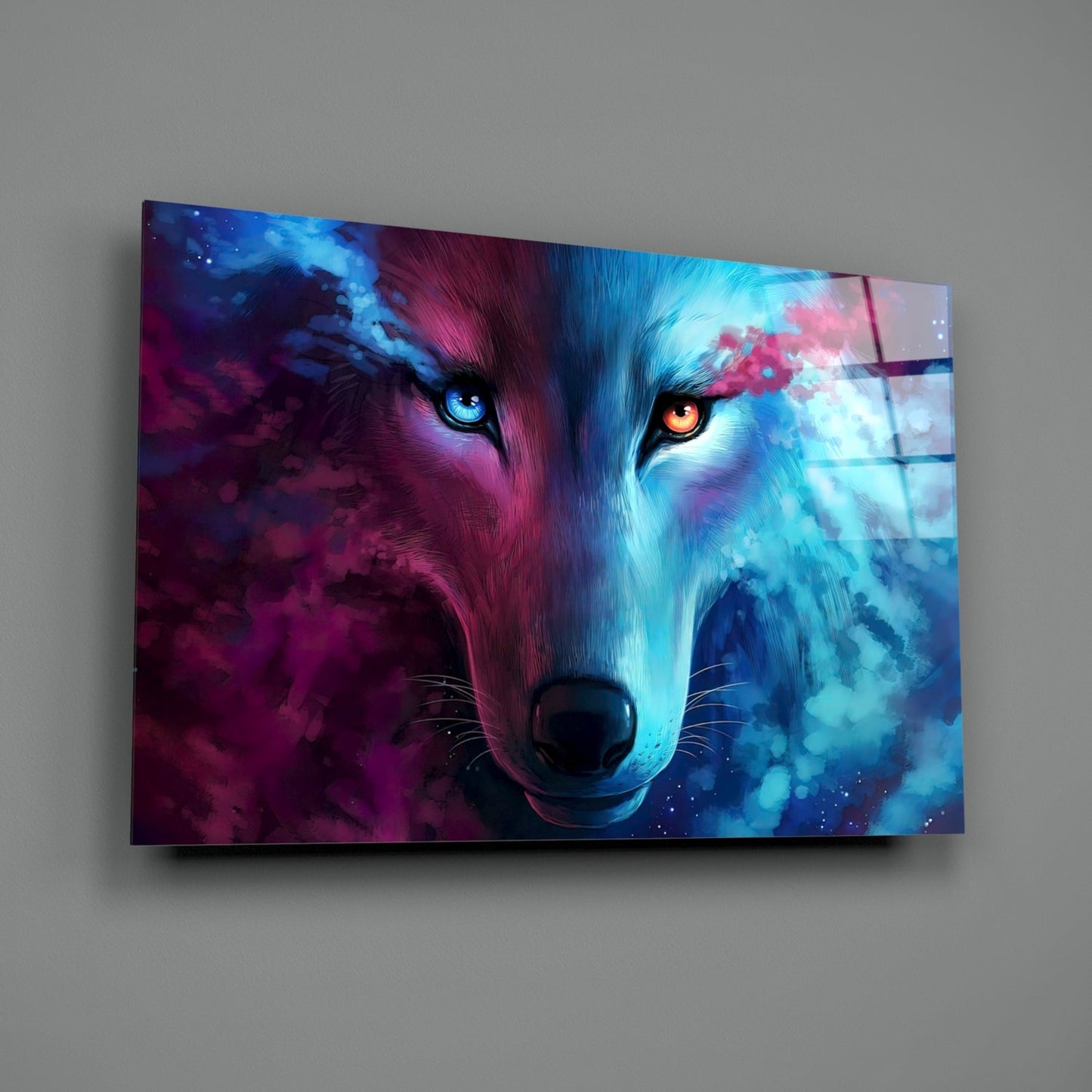Spirit Wolf Cosmic Glass Wall Art
