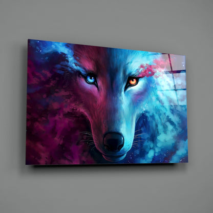 Spirit Wolf Cosmic Glass Wall Art