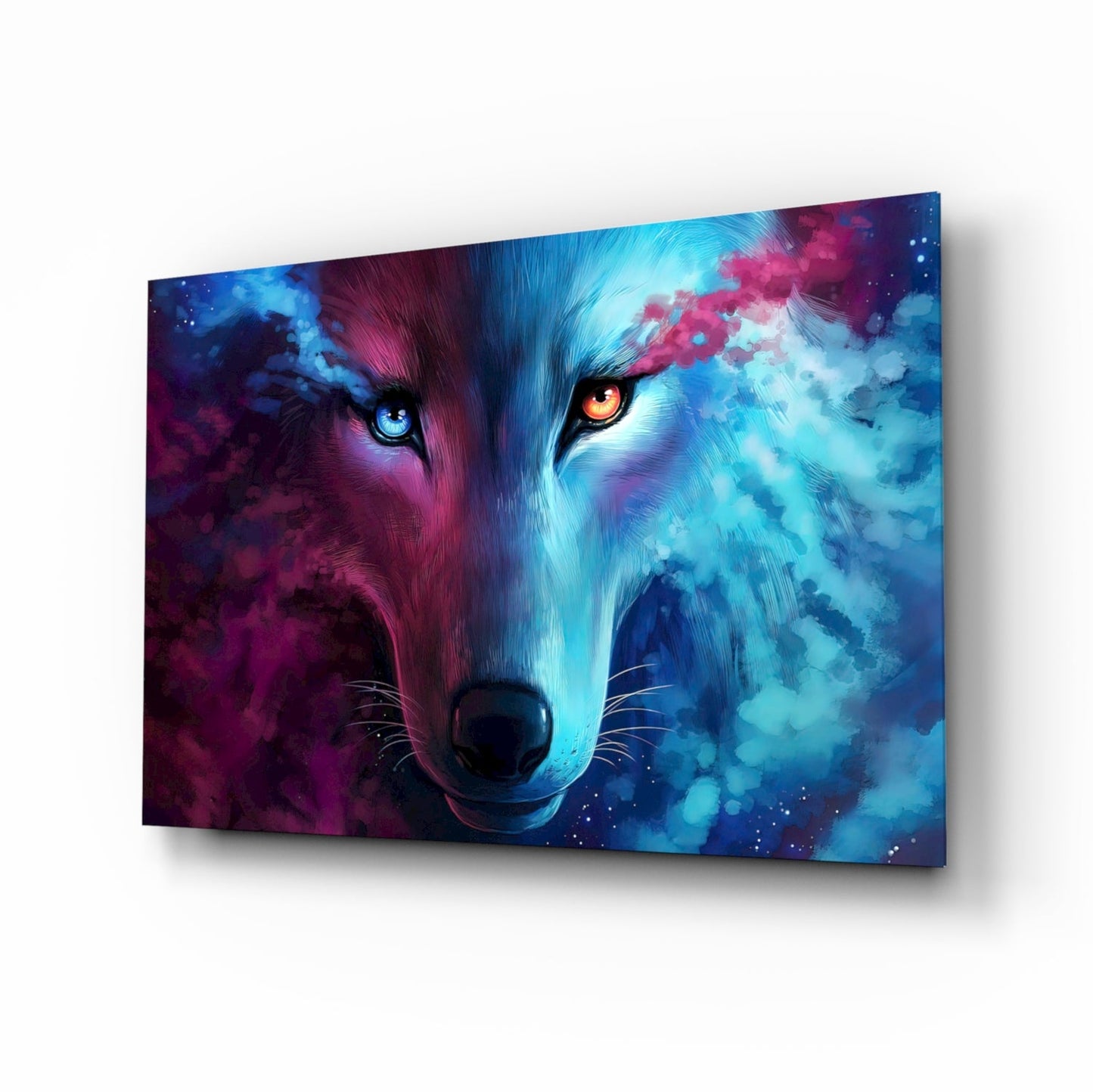Spirit Wolf Cosmic Glass Wall Art