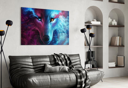 Spirit Wolf Cosmic Glass Wall Art