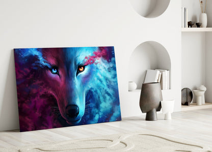 Spirit Wolf Cosmic Glass Wall Art