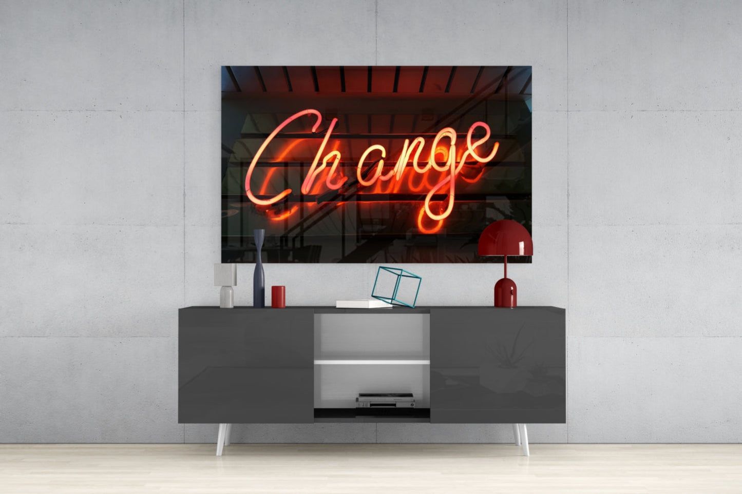 Change Neon Sign Glass Wall Art