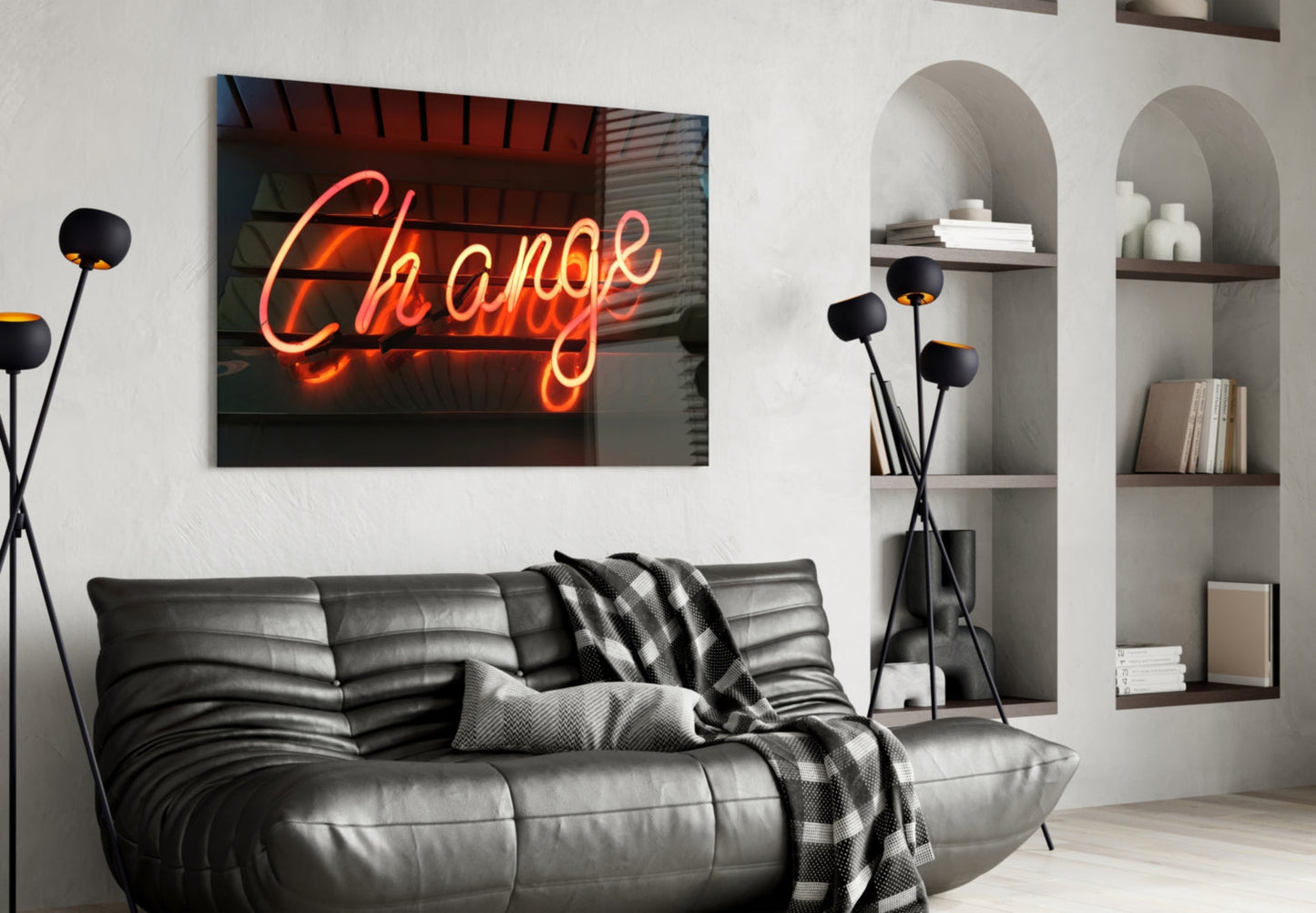 Change Neon Sign Glass Wall Art