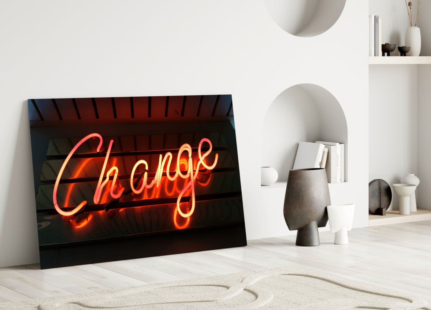 Change Neon Sign Glass Wall Art