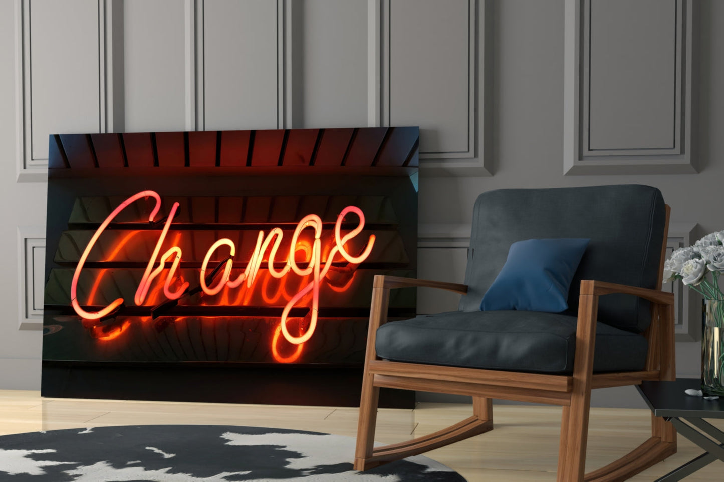Change Neon Sign Glass Wall Art