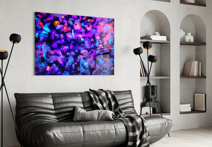 Glowing Neon Jellyfish Bloom Glass Wall Art