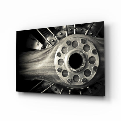 Vintage Aircraft Engine Glass Wall Art