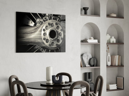 Vintage Aircraft Engine Glass Wall Art