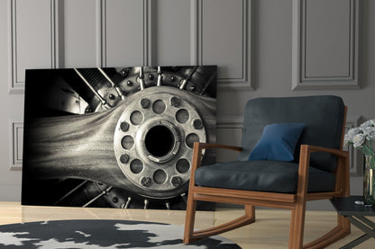 Vintage Aircraft Engine Glass Wall Art