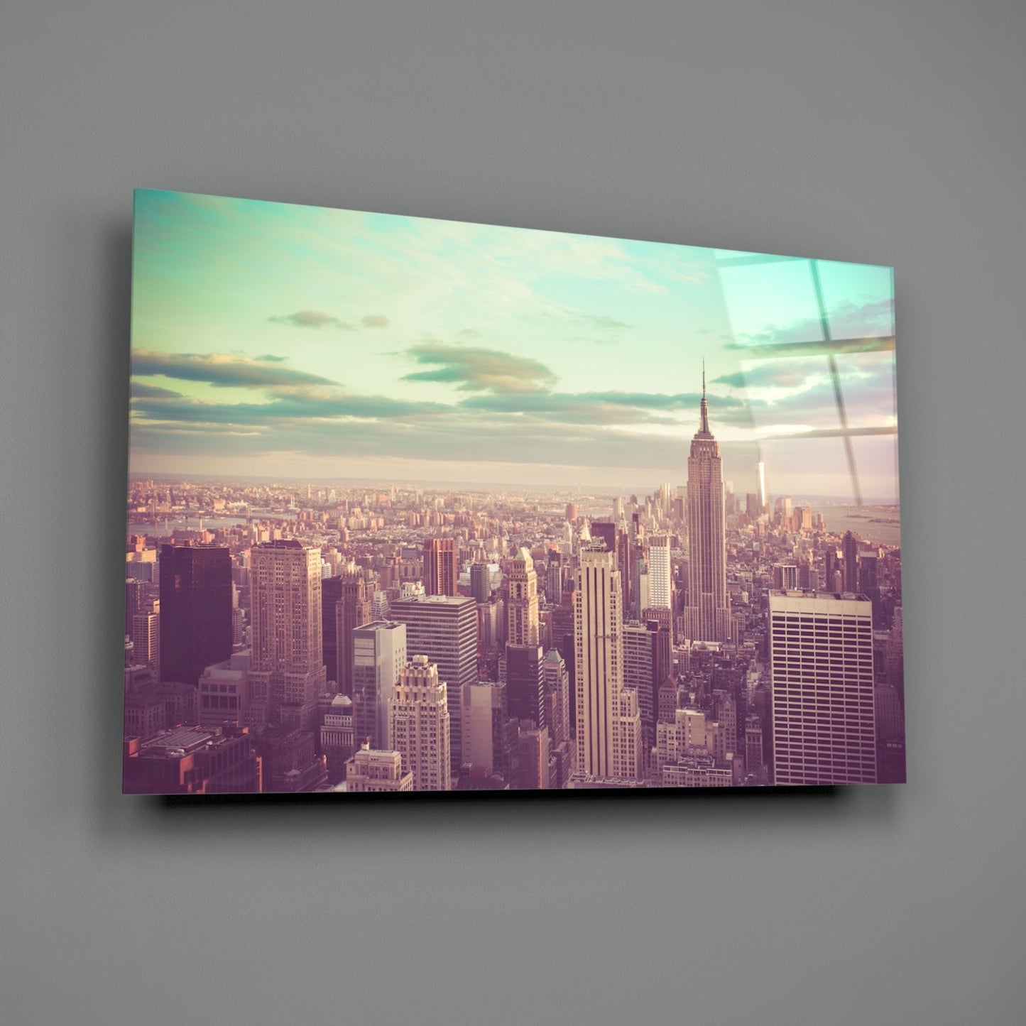 Manhattan Skyline Aerial Glass Wall Art