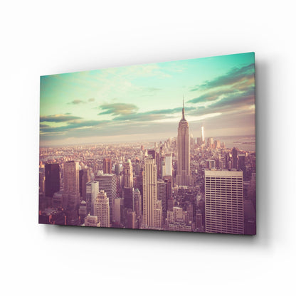 Manhattan Skyline Aerial Glass Wall Art