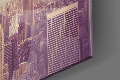 Manhattan Skyline Aerial Glass Wall Art