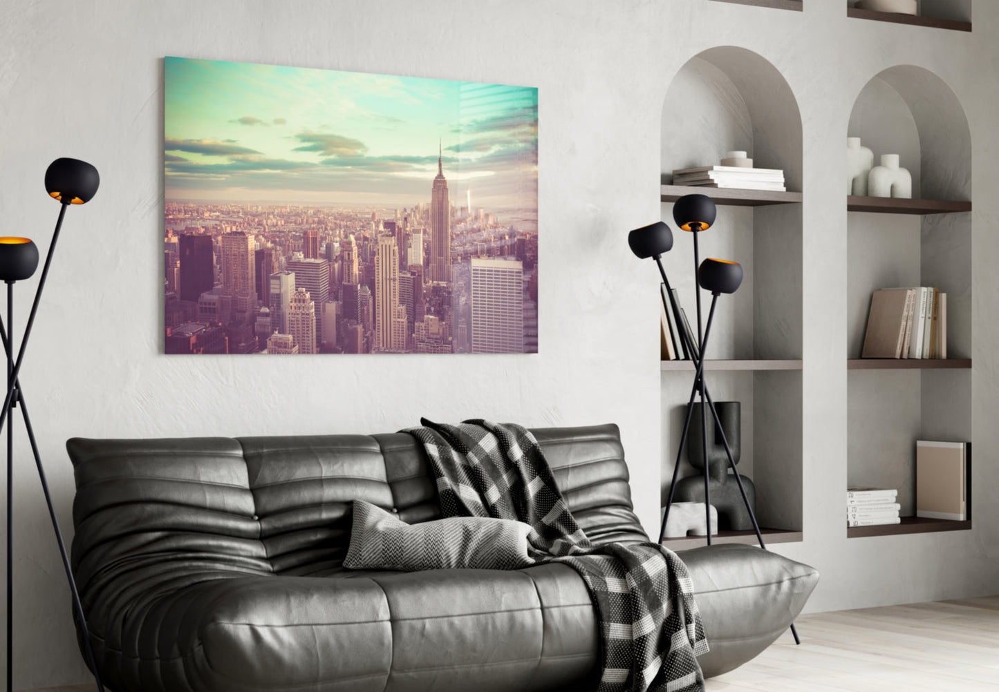 Manhattan Skyline Aerial Glass Wall Art