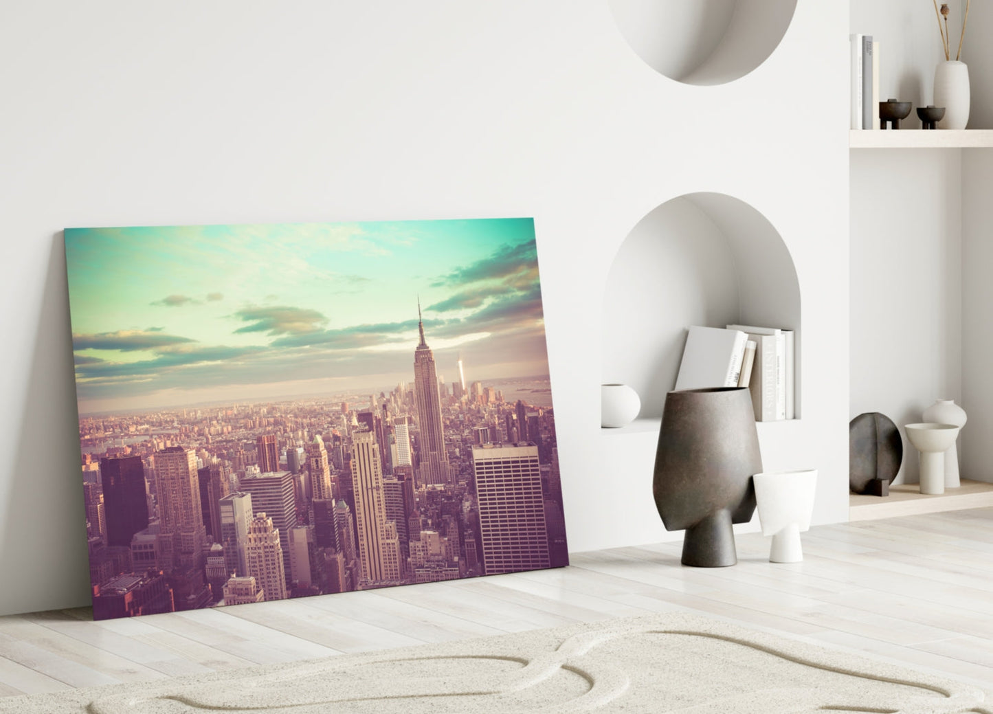 Manhattan Skyline Aerial Glass Wall Art