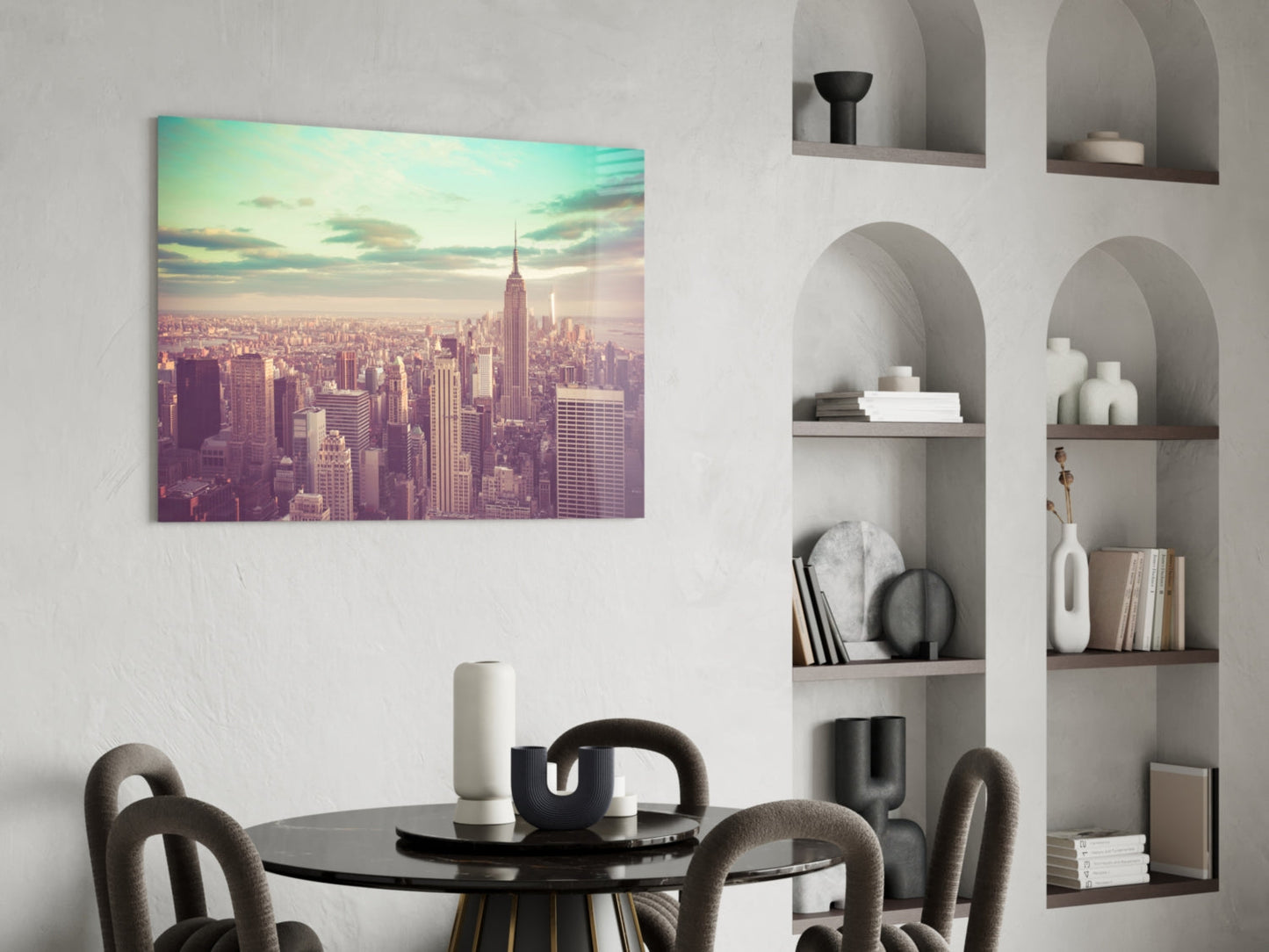 Manhattan Skyline Aerial Glass Wall Art