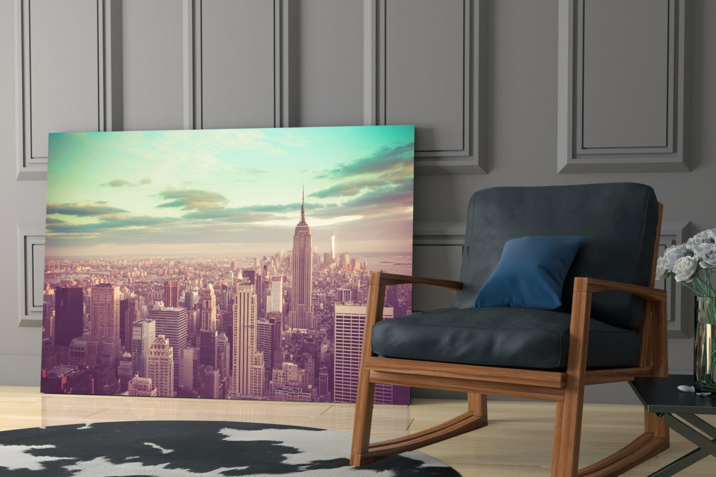 Manhattan Skyline Aerial Glass Wall Art