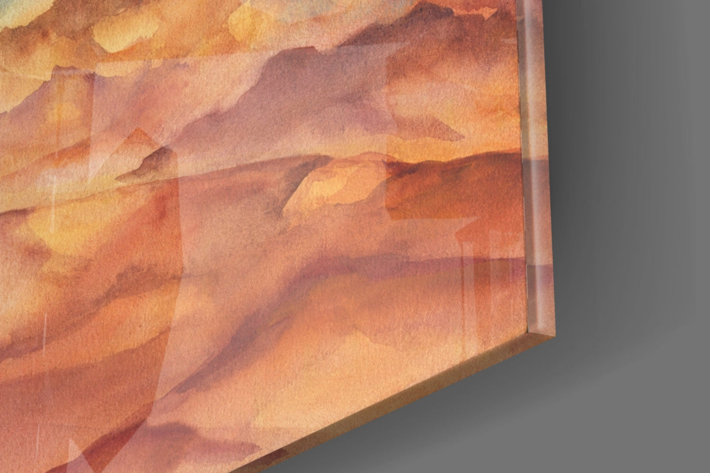 Abstract Watercolor Mountains Glass Wall Art, Layered Ranges