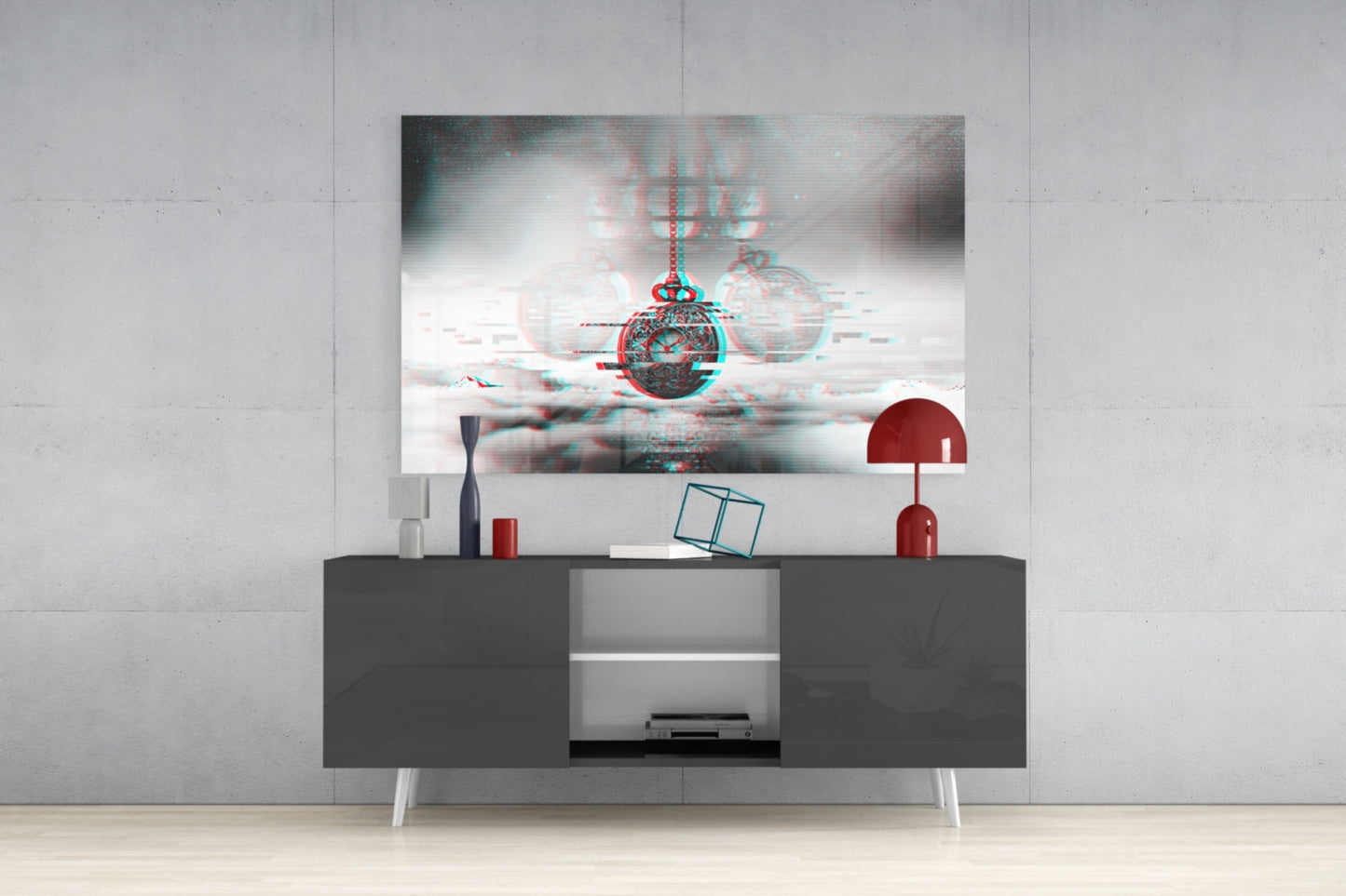 Glitch Pocket Watch Glass Wall Art