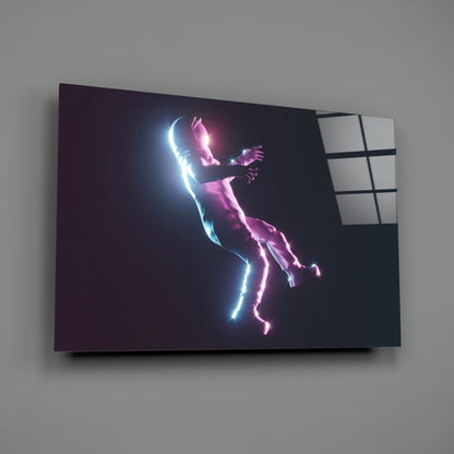 Neon Astronaut Glass Wall Art
