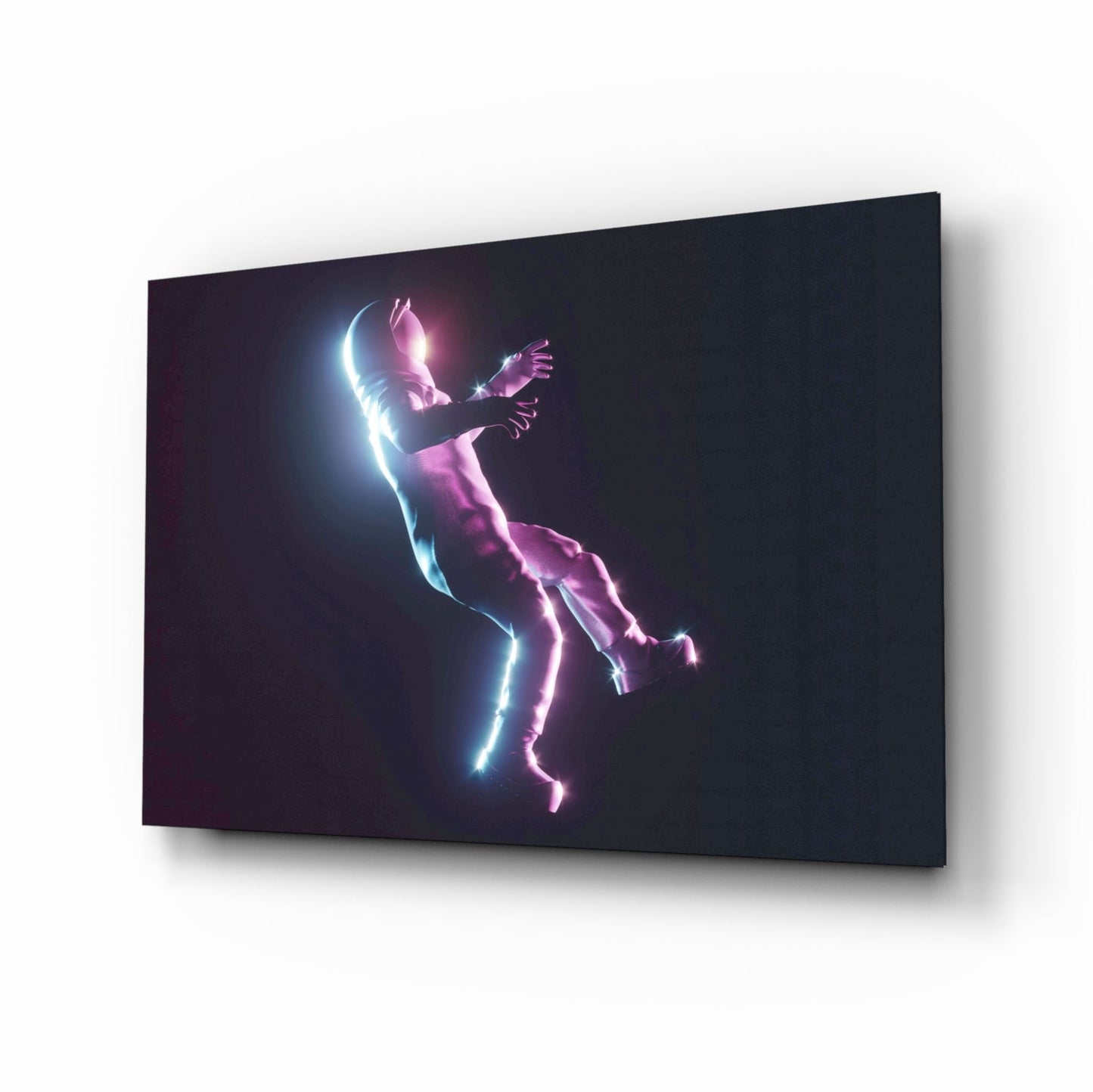 Neon Astronaut Glass Wall Art