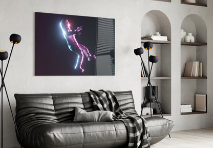 Neon Astronaut Glass Wall Art