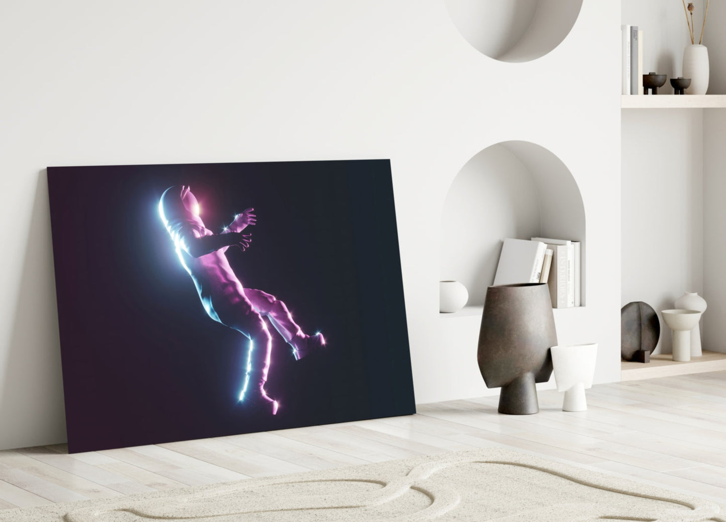Neon Astronaut Glass Wall Art