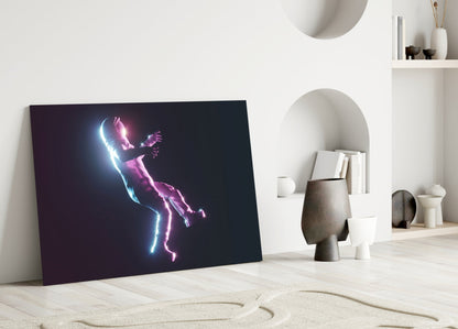 Neon Astronaut Glass Wall Art