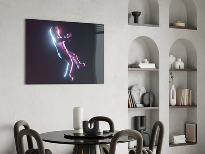 Neon Astronaut Glass Wall Art
