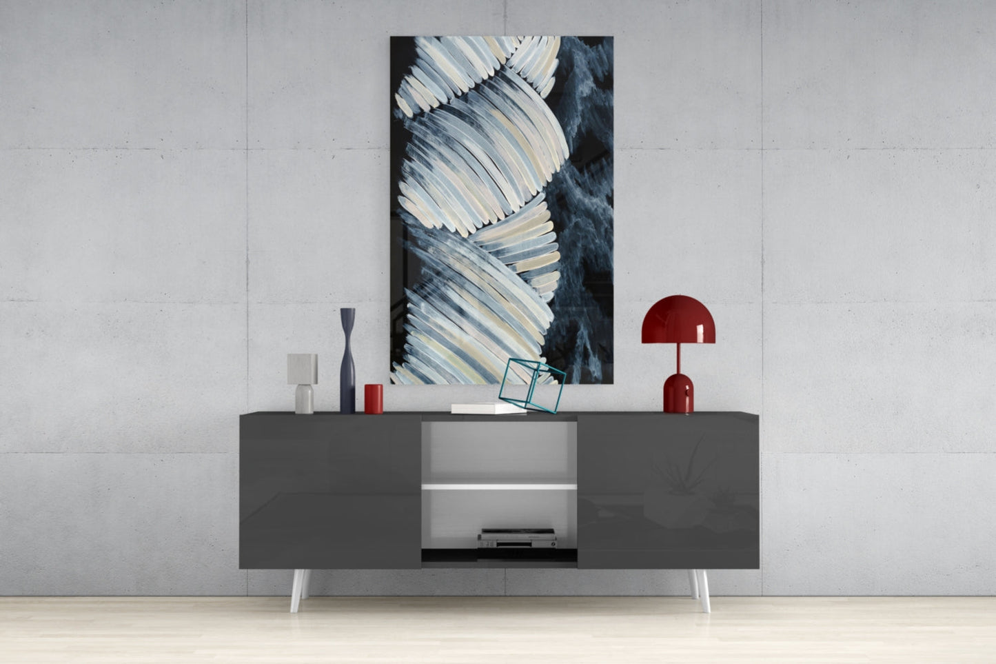 Feathered Frond Monochrome Glass Wall Art