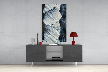 Feathered Frond Monochrome Glass Wall Art