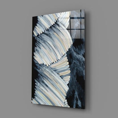 Feathered Frond Monochrome Glass Wall Art