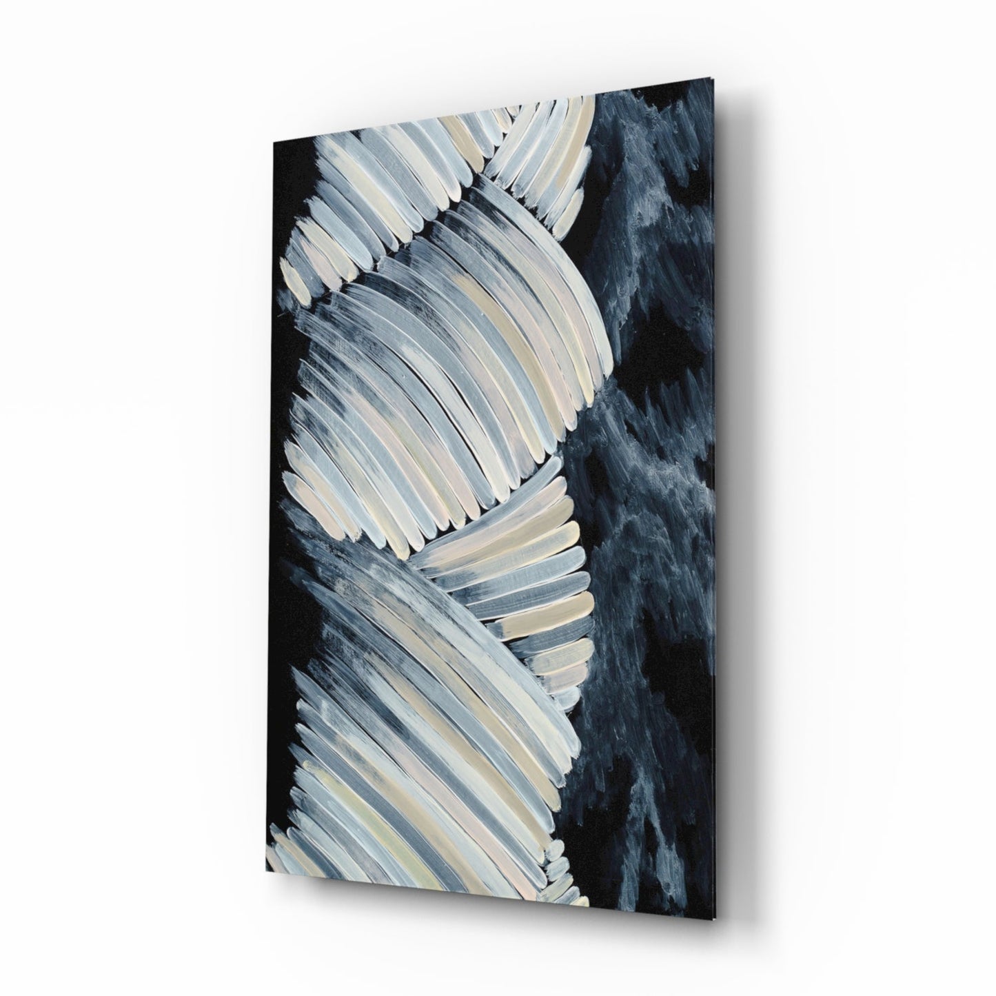 Feathered Frond Monochrome Glass Wall Art