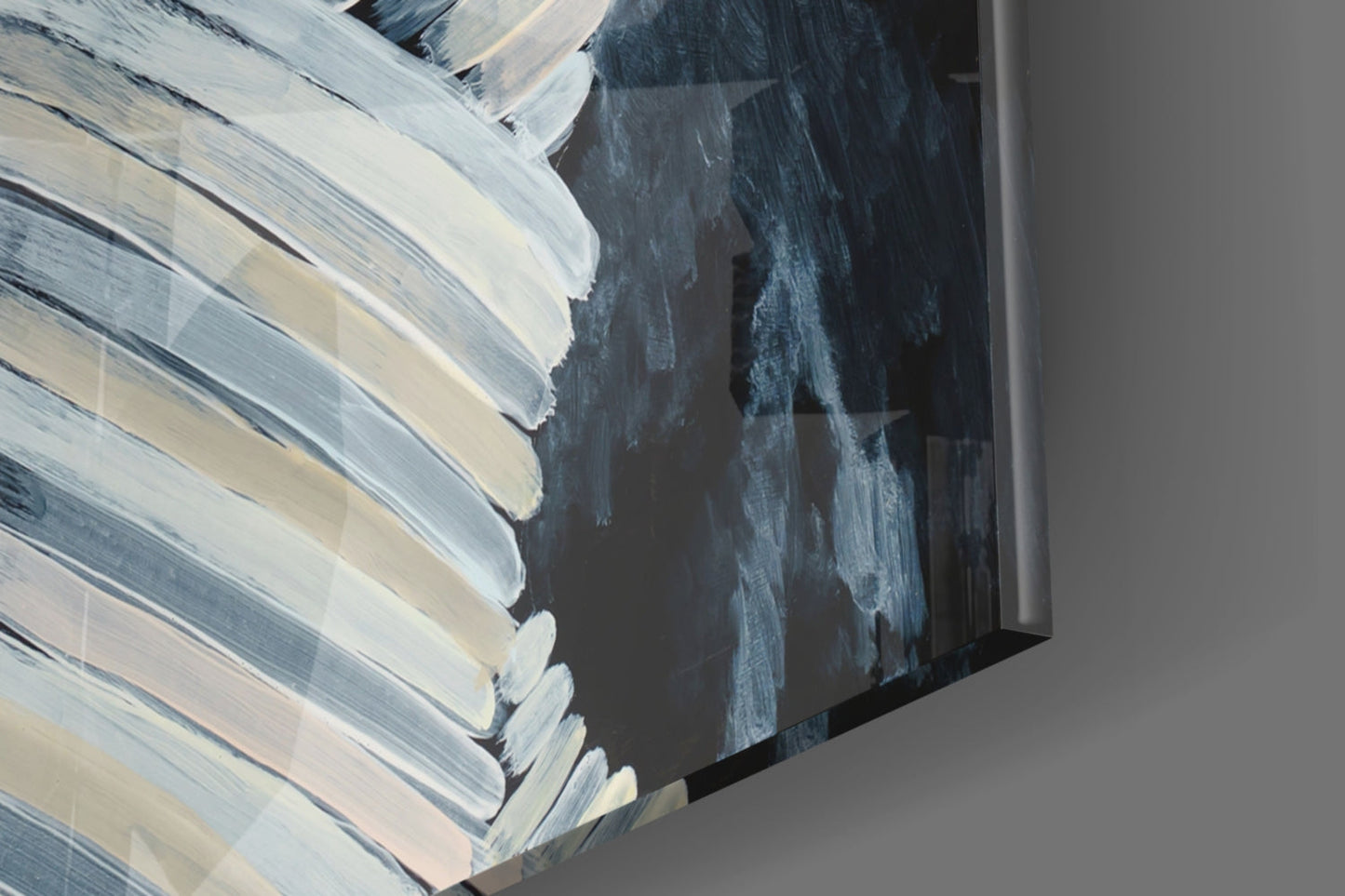 Feathered Frond Monochrome Glass Wall Art