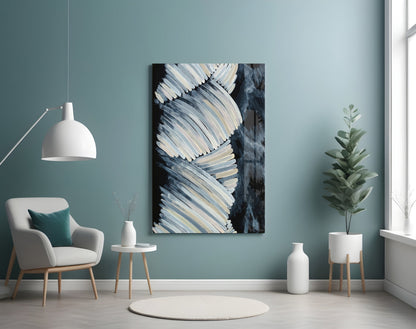 Feathered Frond Monochrome Glass Wall Art