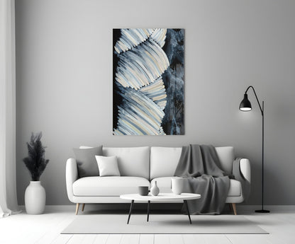 Feathered Frond Monochrome Glass Wall Art