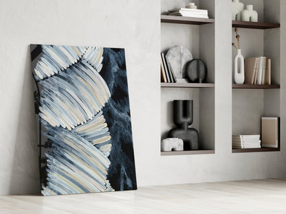 Feathered Frond Monochrome Glass Wall Art