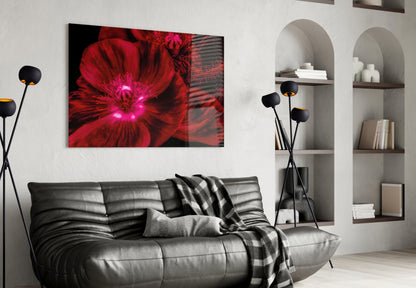 Crimson Poppy Macro Glass Wall Art