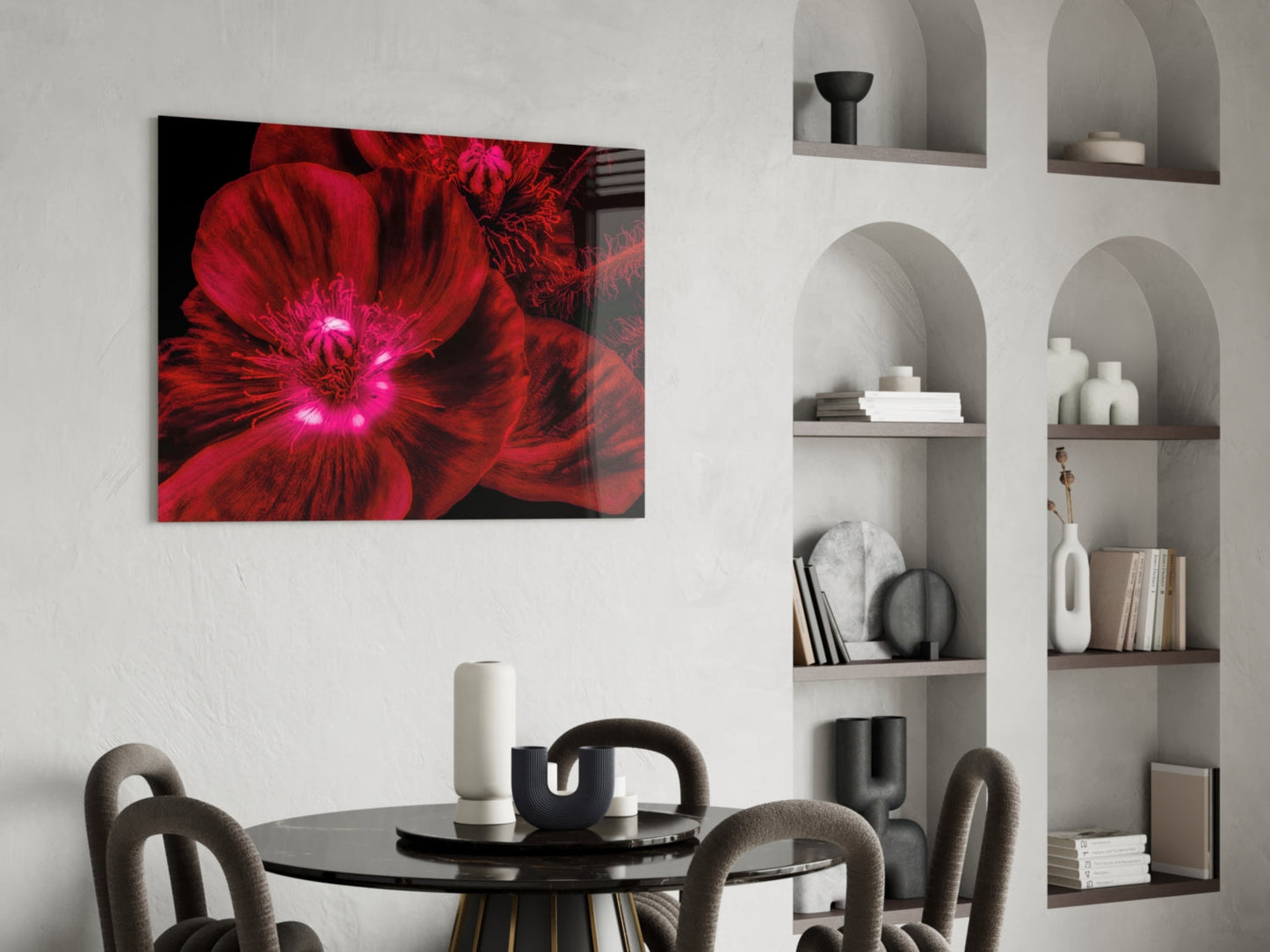 Crimson Poppy Macro Glass Wall Art