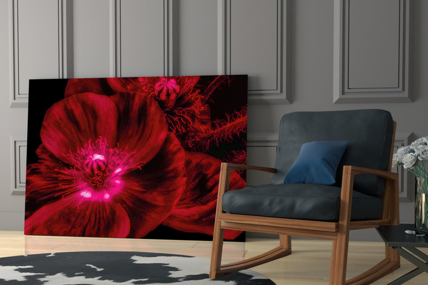 Crimson Poppy Macro Glass Wall Art