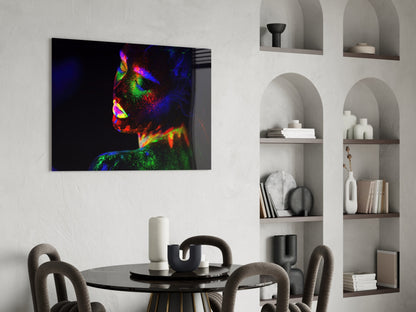 Neon Body Paint Portrait Glass Wall Art