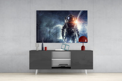 Starfield Astronaut Glass Wall Art