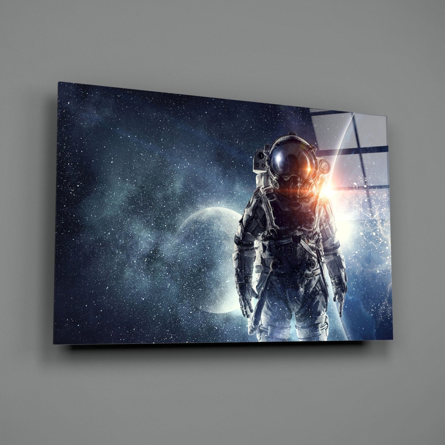 Starfield Astronaut Glass Wall Art