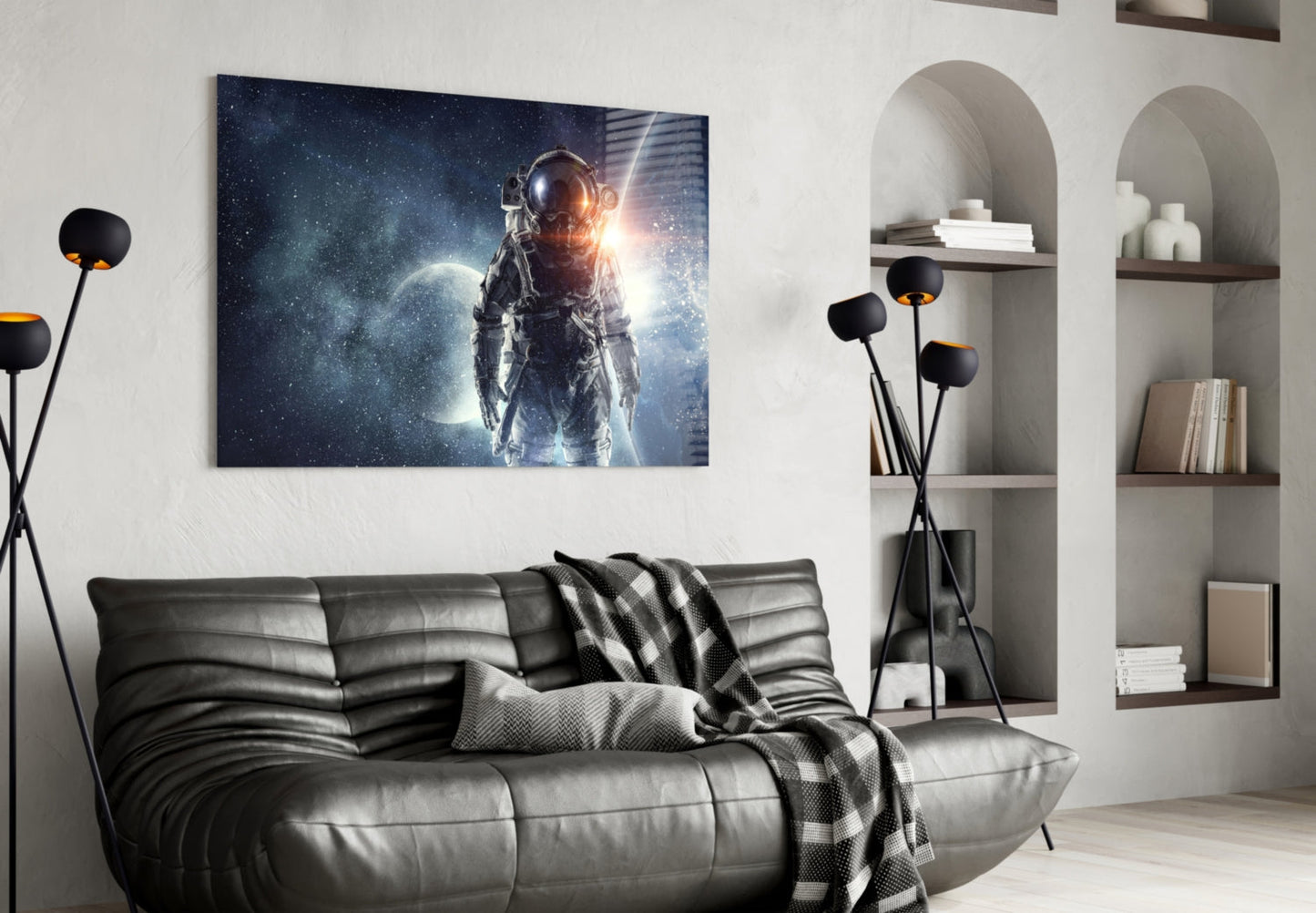 Starfield Astronaut Glass Wall Art