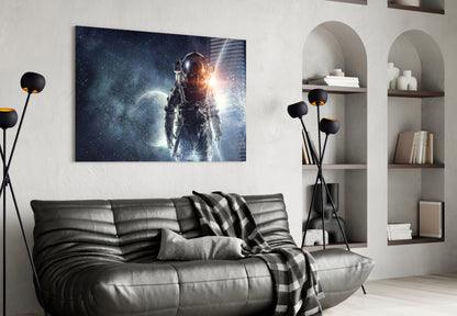 Starfield Astronaut Glass Wall Art