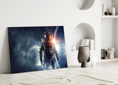 Starfield Astronaut Glass Wall Art
