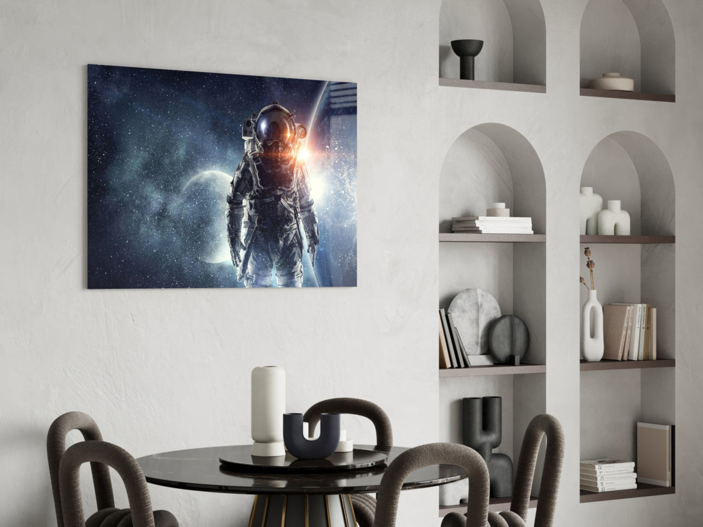 Starfield Astronaut Glass Wall Art
