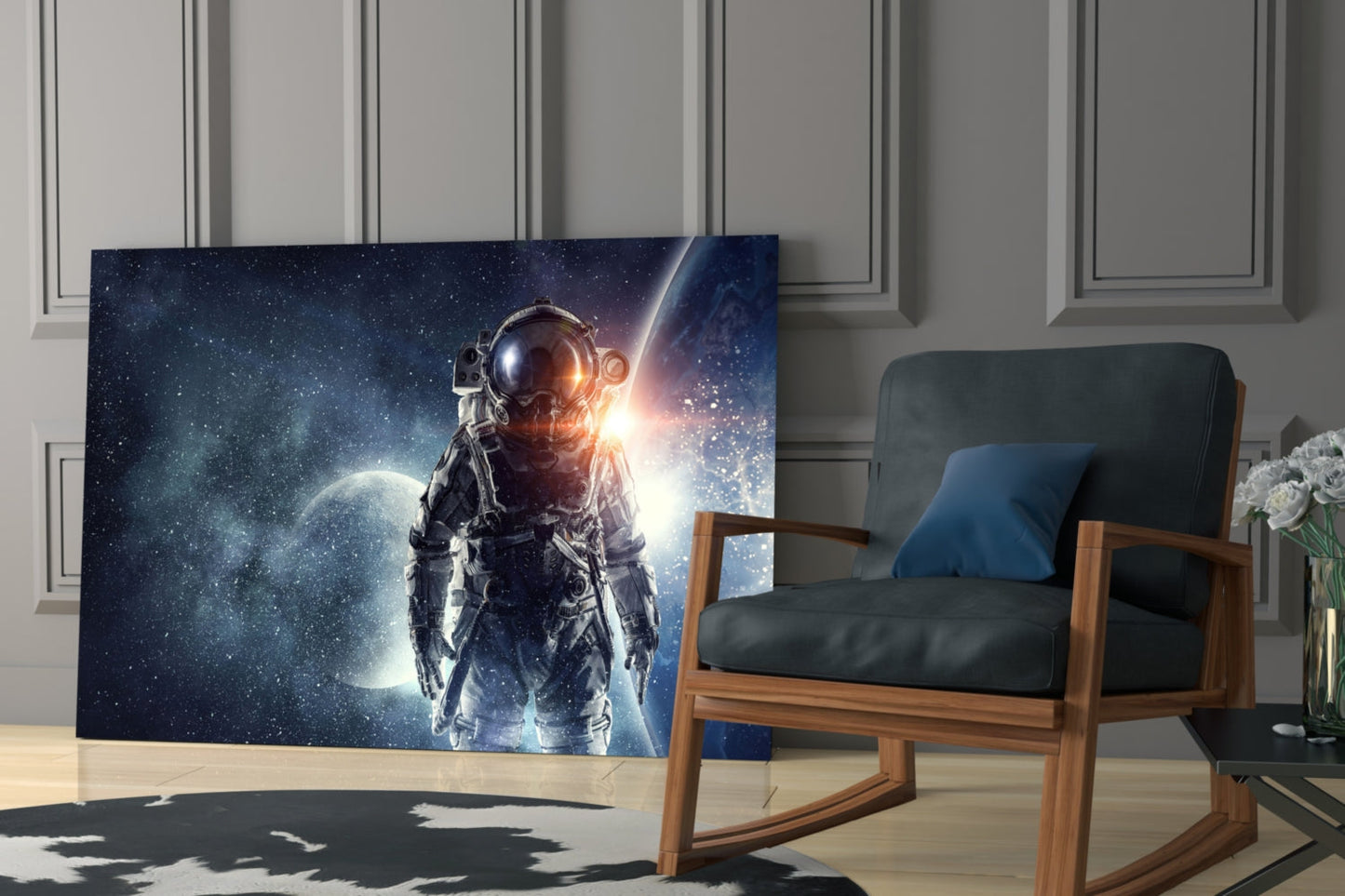 Starfield Astronaut Glass Wall Art