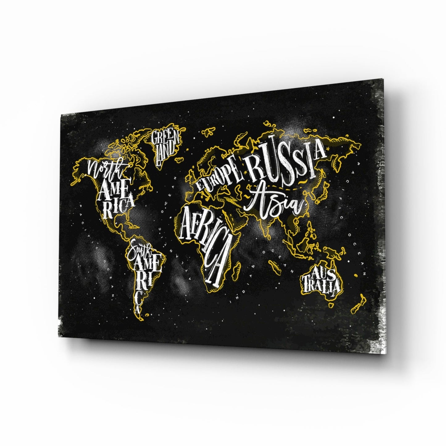 Modern World Map Glass Wall Art